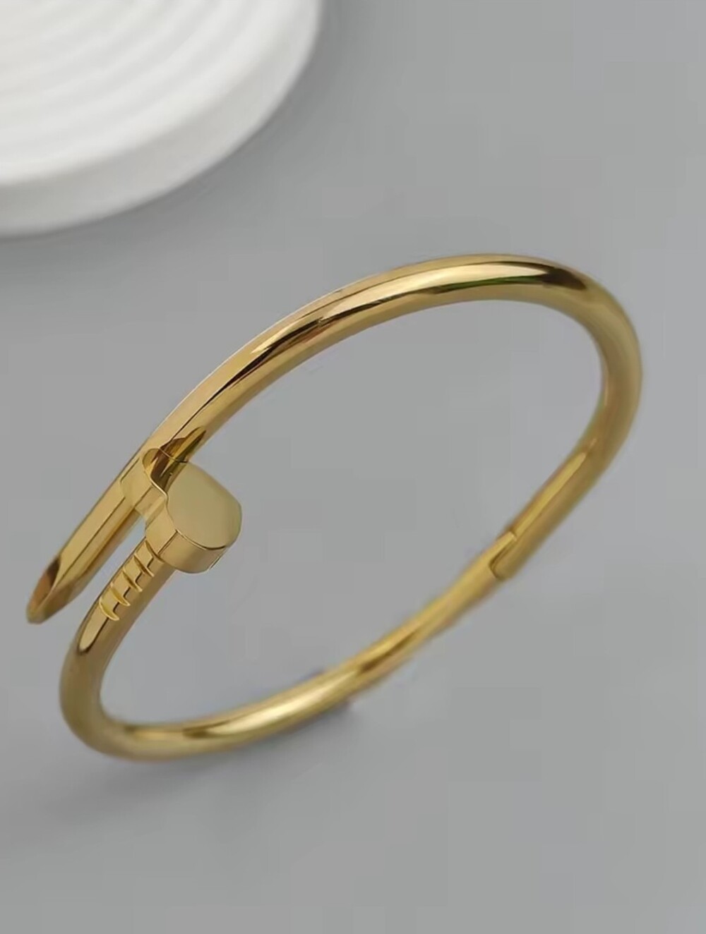 Gold Heart Shape Nail Cuff Bracelet - Picture 1 of 8